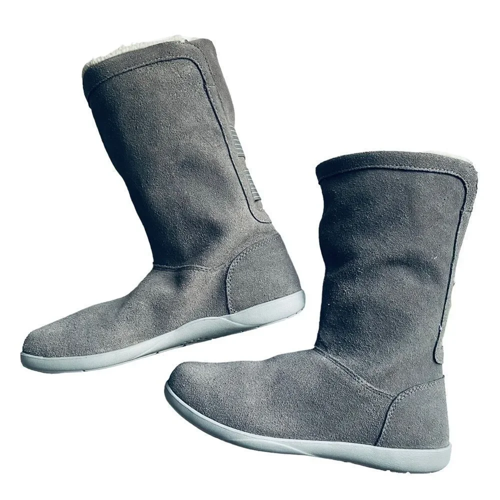 NIB Crocs Adela Foldover Fuzz Bootie 6 Smoke‎ Gray